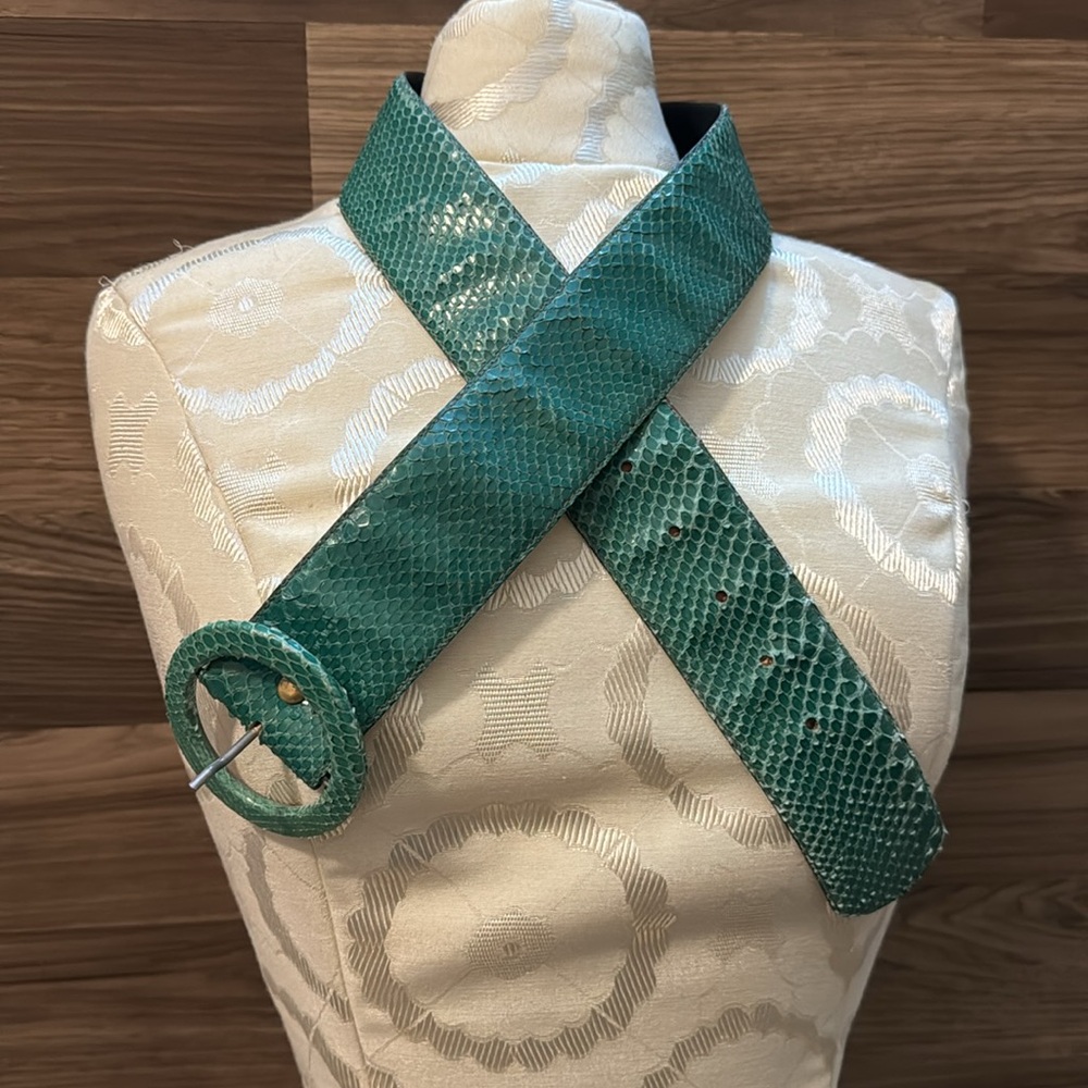 Astor Genuine Snake Skin Green Unique Textured Vintage Belt L